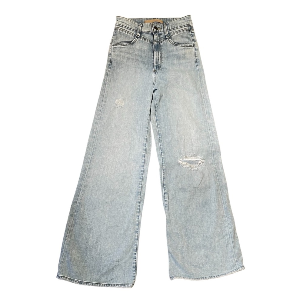 Joe’s Denim The Goldie Flavor Style Light Blue Wide Boot Cut Distressed Jeans 24